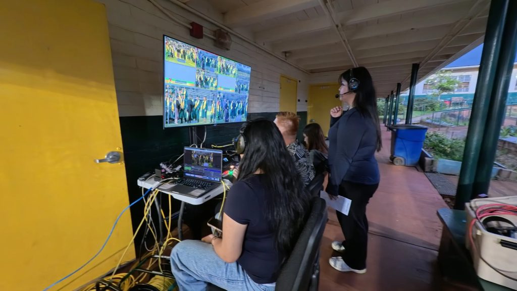 Students working on the Leilehua graduation production